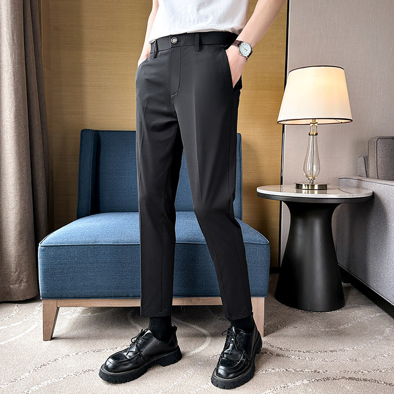 Herren elegante Slim-Fit Hose mit hohem Bund und praktischen Taschen EB