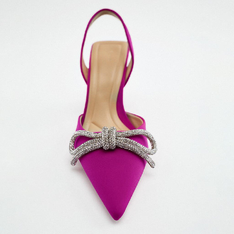 Damen Slingback Pumps mit funkelndem Schleifenakzent und elegantem Absatz EB
