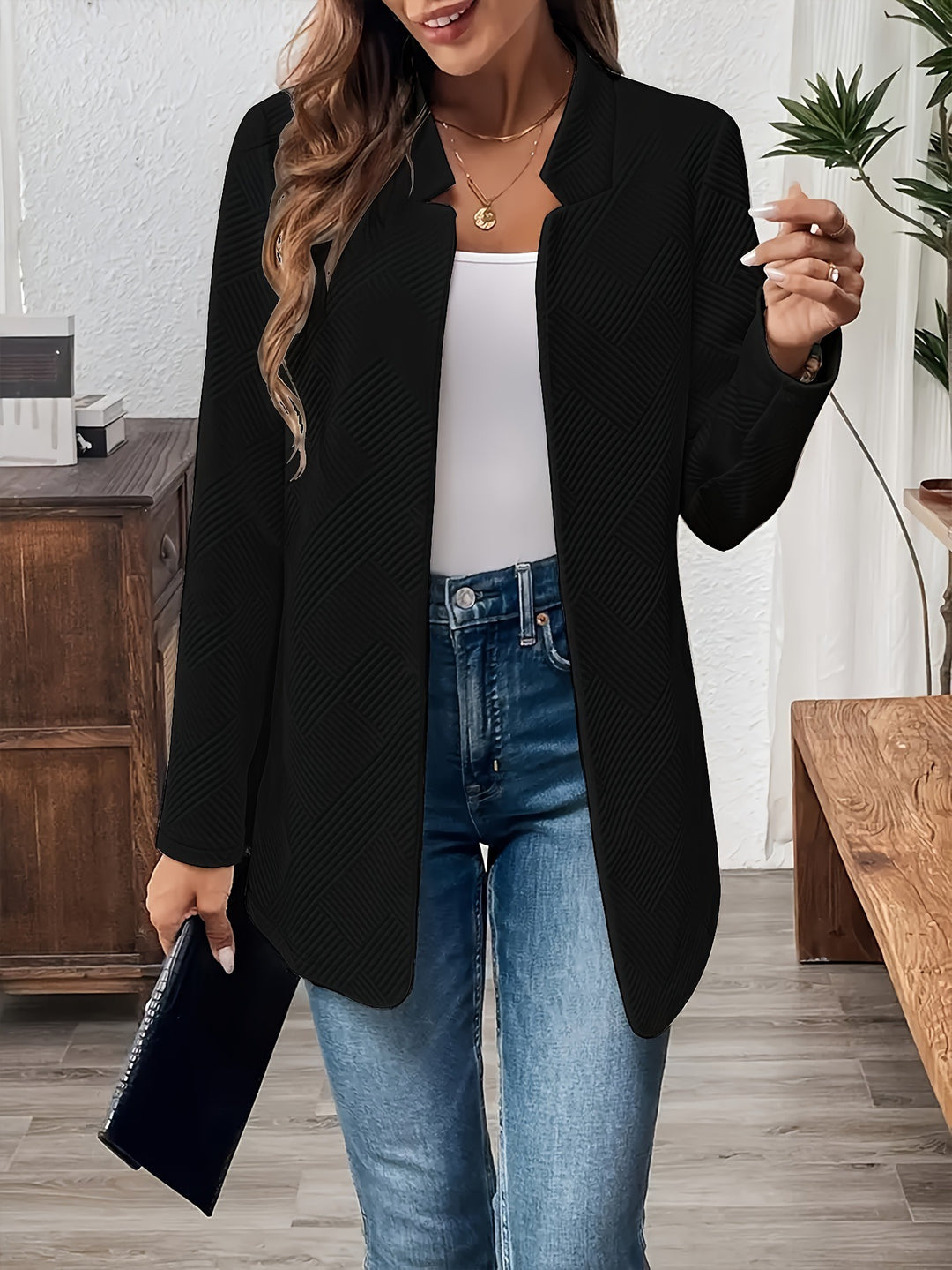 Damen Elegante und strukturierte Blazerjacke im minimalistischen Design EB