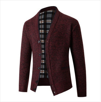 Herren eleganter Strickcardigan mit Karomuster EB