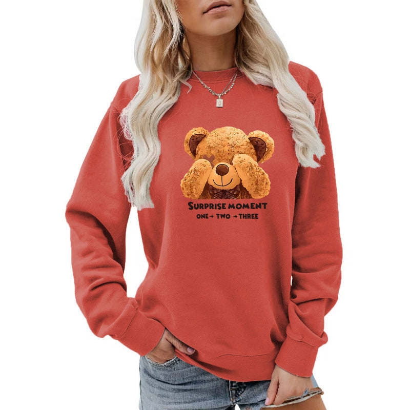 Damen Freizeitpullover mit süßem Bärenmotiv EB