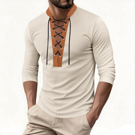 Herren modisches Langarmshirt mit Schnürung EB
