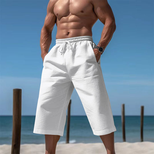 Herren nan lässige knielange Bermuda-Shorts mit elastischem Bund und Tunnelzug EB
