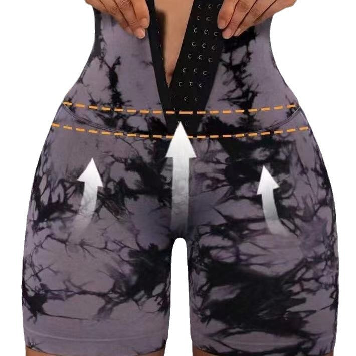 Damen Modische Radlerhosen mit höhenverstellbarem Bund und einzigartigem Batikdesign EB