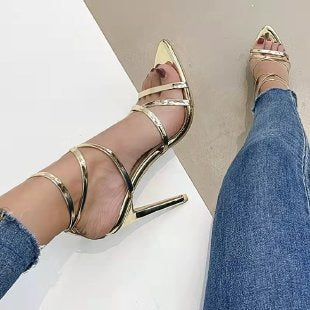 Damen Elegante und verführerische Stilettos mit fein gearbeiteten Riemen EB