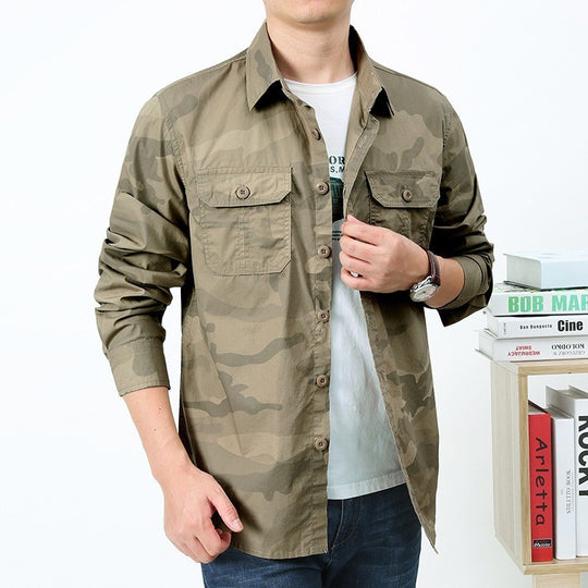 Herren nan Utility-Hemdjacke mit zwei Klappbrusttaschen und geradem Schnitt EB
