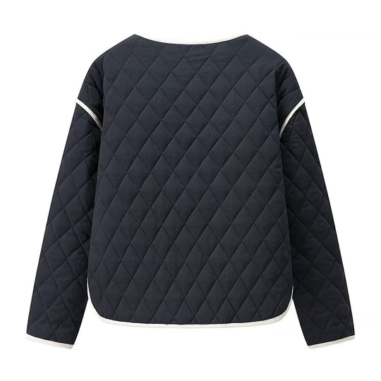 Damen gesteppte Jacke mit eleganter Knopfverschluss EB