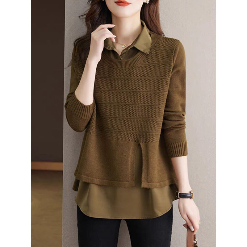 Damen Strickpullover mit layerndem Design und harmonischer Textur EB