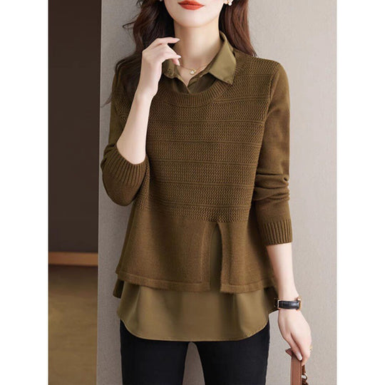Damen Strickpullover mit layerndem Design und harmonischer Textur EB