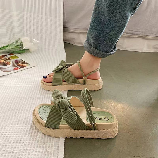 Damen luftige Sandalen mit dekorativem Schleifen-Design EB