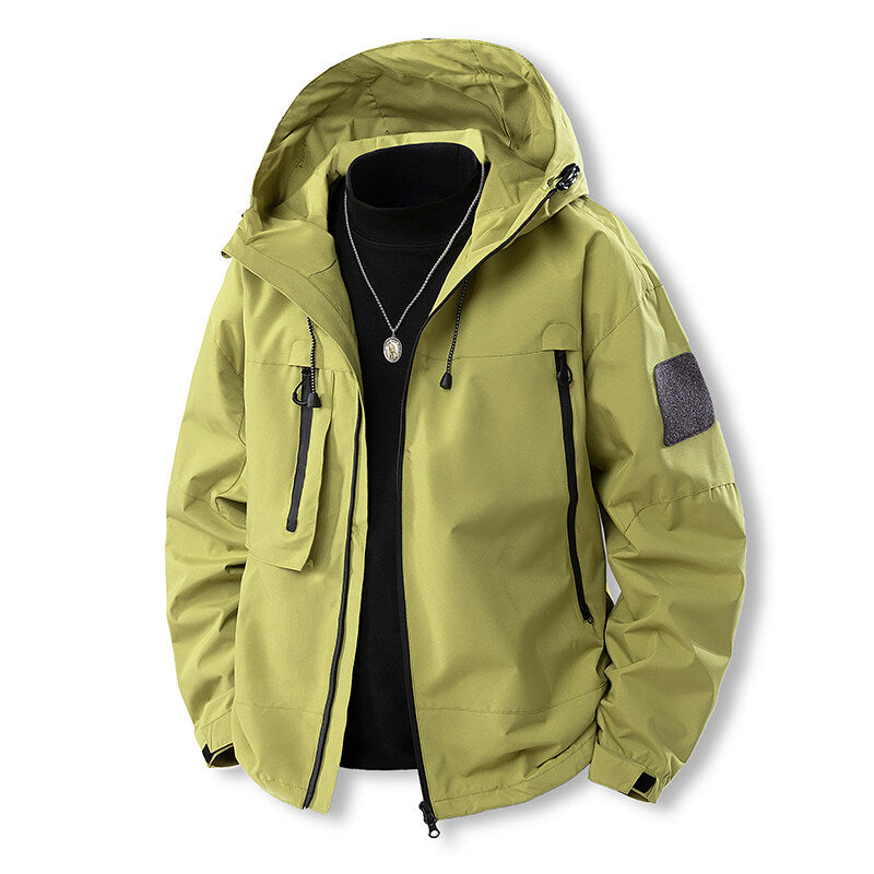 Herren wasserfeste Multifunktionsjacke mit Kapuze und praktischen Taschen EB