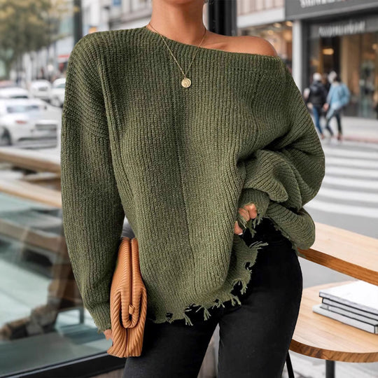 Damen Baumwollpullover mit lässigem Oversized-Schnitt EB