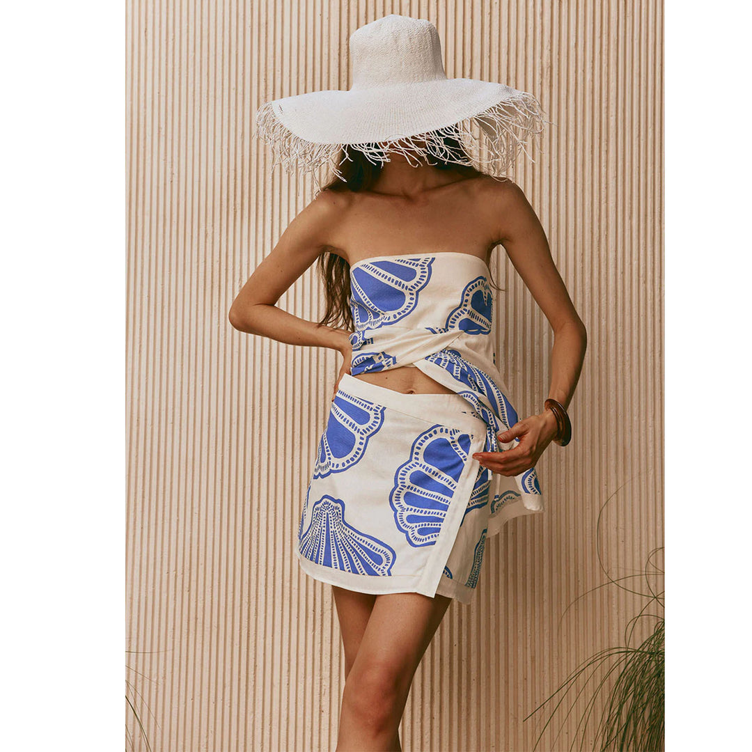 Damen Strandkleid mit maritimen Muschel-Muster EB