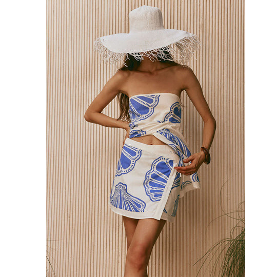 Damen Strandkleid mit maritimen Muschel-Muster EB