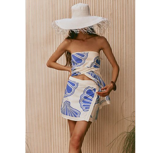 Damen Strandkleid mit maritimen Muschel-Muster EB