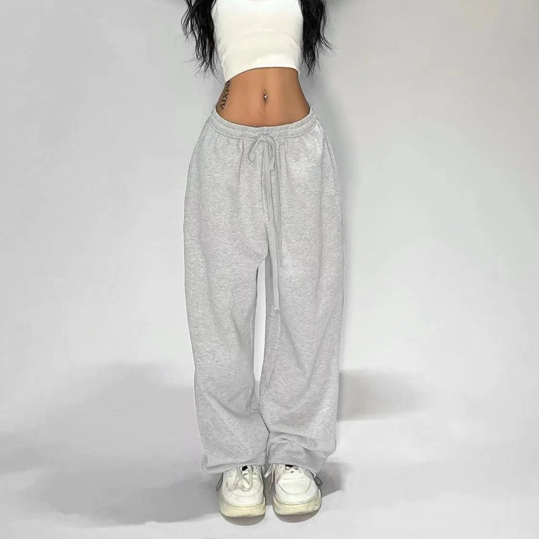 Damen nan weit geschnittene Loungehose mit hohem Bund extra weitem Bein und Tunnelzug EB