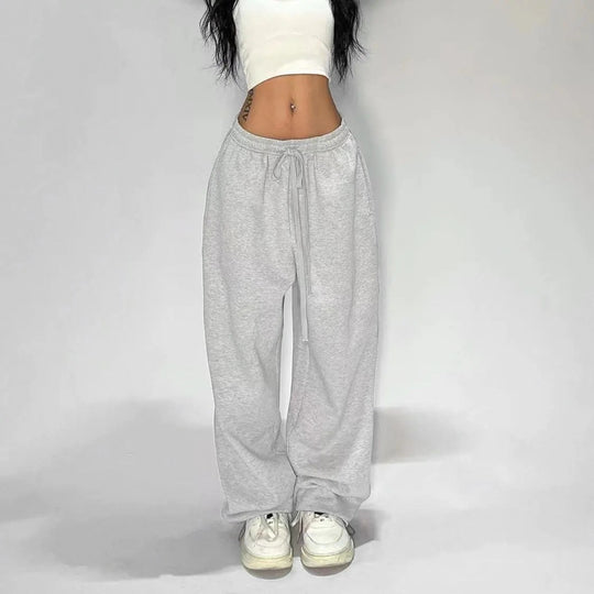 Damen nan weit geschnittene Loungehose mit hohem Bund extra weitem Bein und Tunnelzug EB