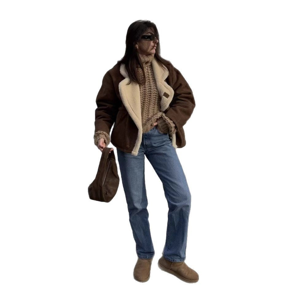 Damen Oversized-Winterjacke mit Plüsch EB