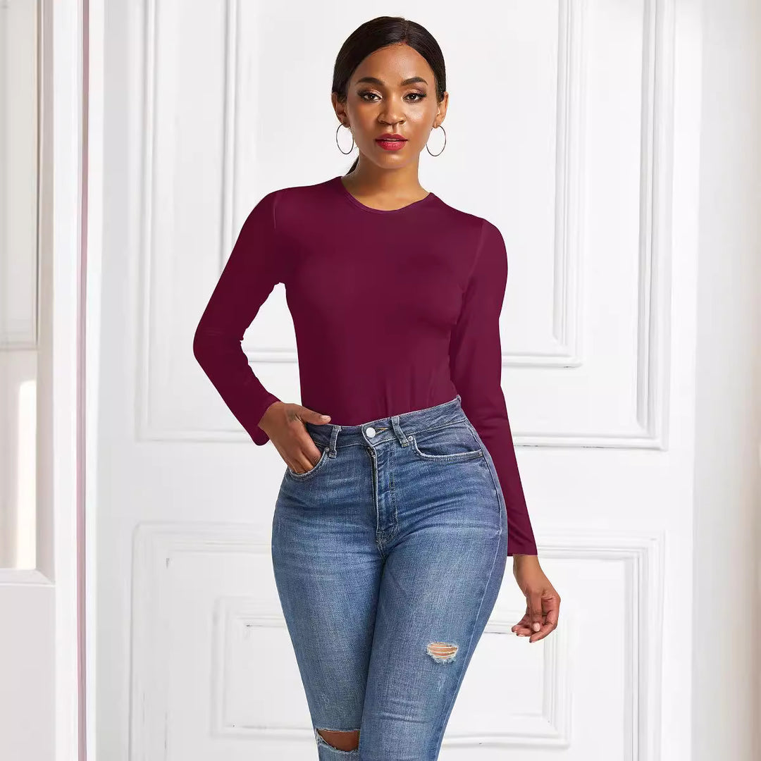 Damen Eleganter Langarmbody mit hohem Beinausschnitt EB