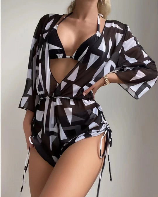 Damen Strandkleid mit floralem Muster und luftigen Ärmeln EB