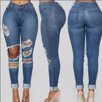 Damen Skinny-Jeans mit Riss-Design EB