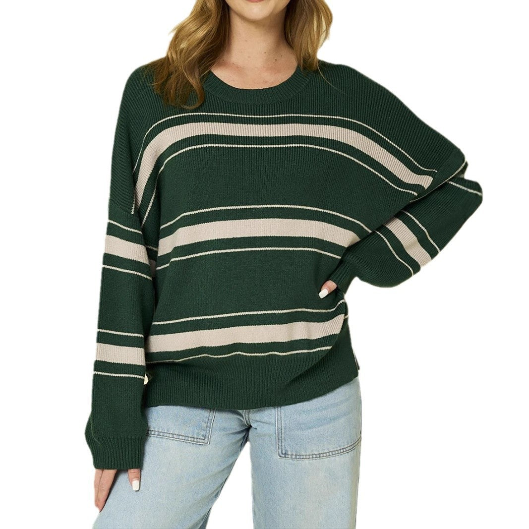 Damen lässiger Pullover mit modernen Streifen EB