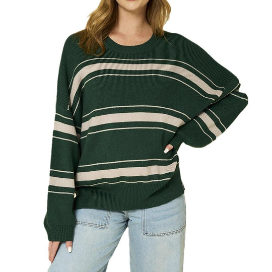 Damen lässiger Pullover mit modernen Streifen EB