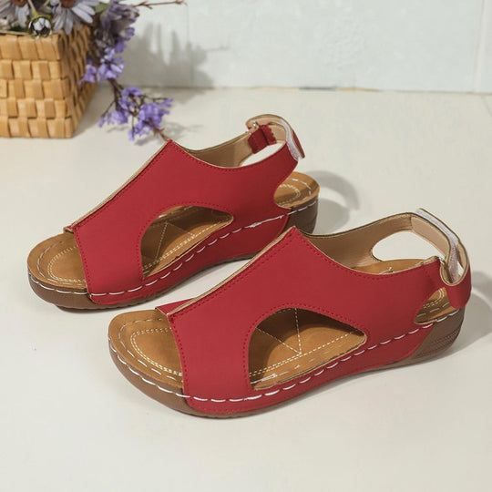 Damen Sportlich-elegante Komfort-Sandalen mit gepolstertem Fußbett und verstellbaren Klettverschlüssen EB
