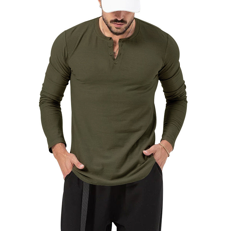 Herren Langarm-Henley-Shirt mit hochwertiger Baumwollmischung und modischen Knopfdetails EB