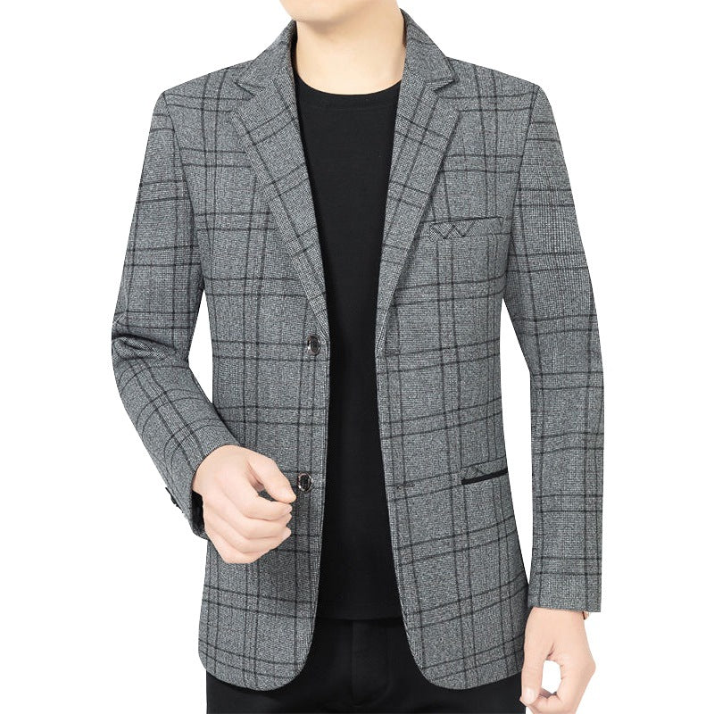 Herren Elegantes Karomuster-Sakko mit leichtem Stretch und Notch-Revers EB