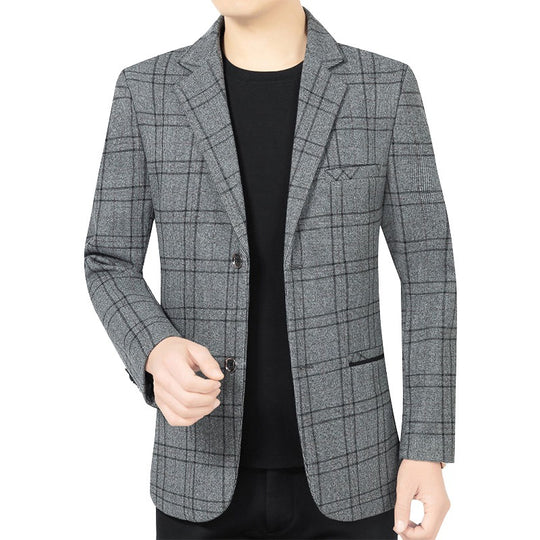 Herren Elegantes Karomuster-Sakko mit leichtem Stretch und Notch-Revers EB
