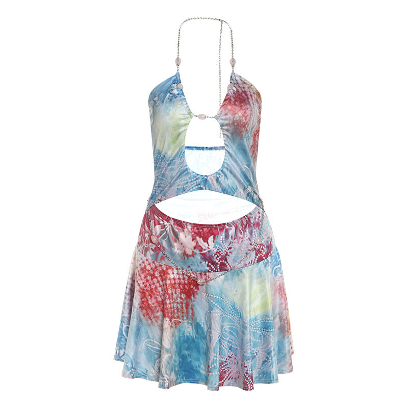 Damen Strandkleid mit verführerischem Ausschnitt und modischen Cut-Outs EB