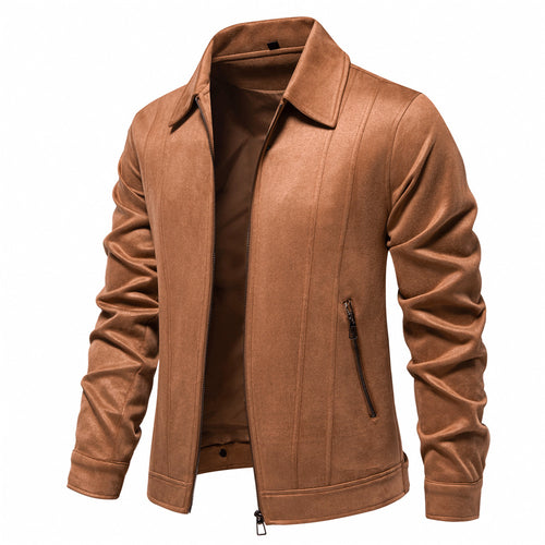 Herren Kunstlederjacke mit strukturiertem Design und seitlichen Reißverschlusstaschen EB