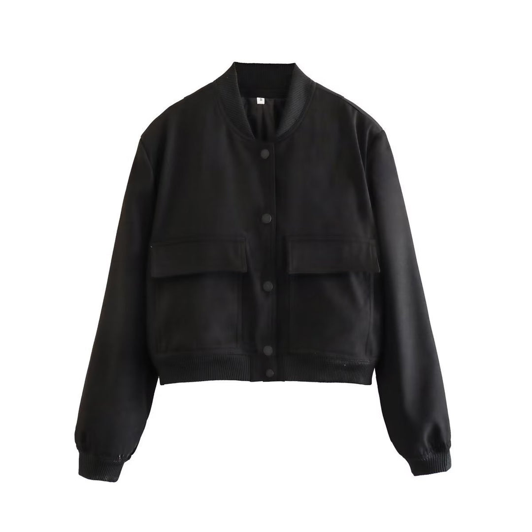 Damen Kurzblouson im Utility‑Stil mit Klappentaschen und Rippbündchen EB