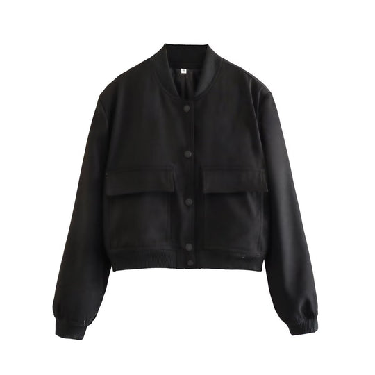 Damen Kurzblouson im Utility‑Stil mit Klappentaschen und Rippbündchen EB