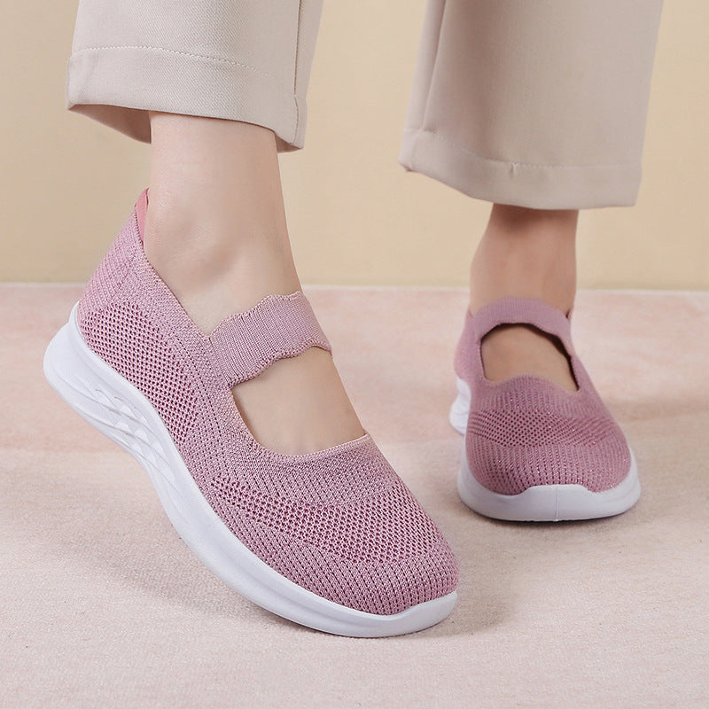 Damen bequeme Sneaker mit elastischen Riemen EB