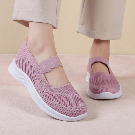 Damen bequeme Sneaker mit elastischen Riemen EB