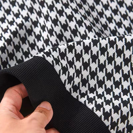 Damen modisches Sweat-Set mit karierter Struktur und lässigem Schnitt EB