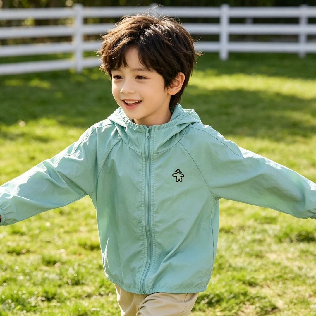 Unisex nan leichte Kapuzen-Jacke für Kleinkinder mit elastischen Bündchen und Frontreißverschluss EB