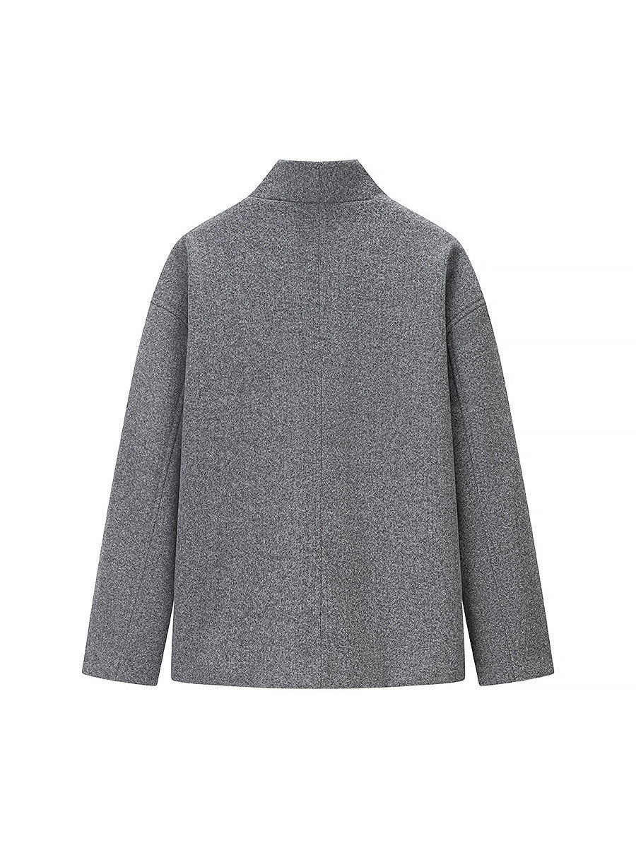Damen elegante Winterjacke mit doppelter Knopfleiste und Stehkragen EB