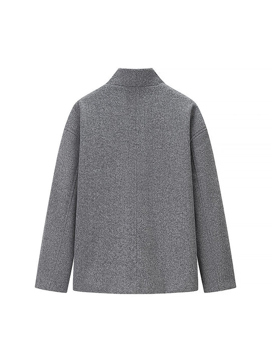 Damen elegante Winterjacke mit doppelter Knopfleiste und Stehkragen EB