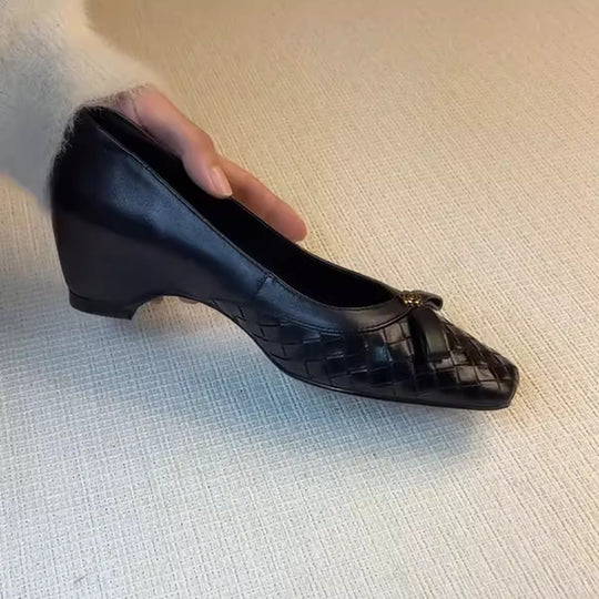Damen elegante Ballerinas mit geflochtenem Design und modischem Schleifenakzent EB