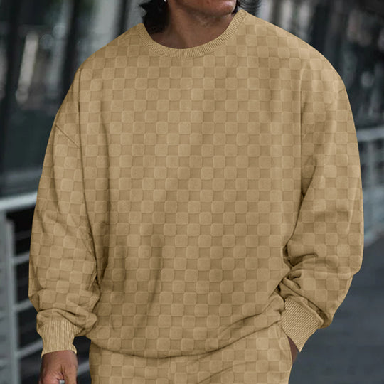 Herren lässiger Oversize-Pullover mit strukturierter Oberfläche und weitem Schnitt EB
