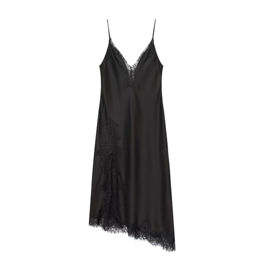Damen Spitzen-Nachtkleid aus fließendem Stoff mit verspielten Rüschendetails EB