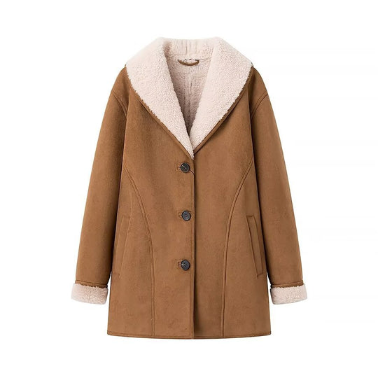Damen lässiger Mantel mit extra weichem Futter und Knopfleiste EB
