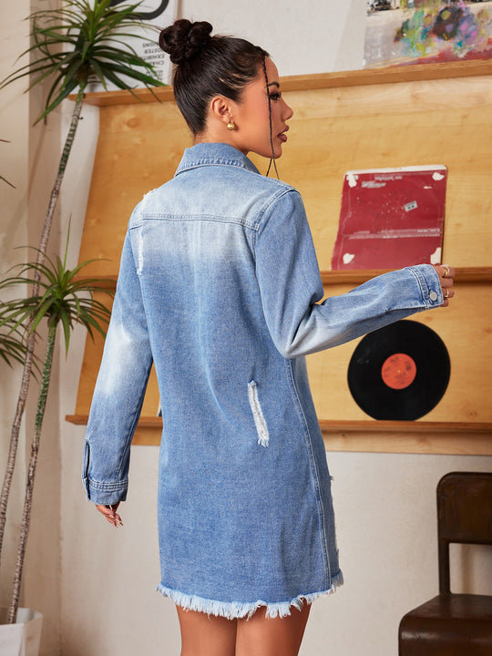 EB | Zerrissene Jeansjacke für Frauen - Stylisch und Lässig