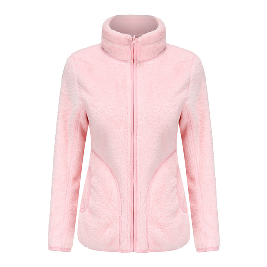 Damen nan kuschelige Fleecejacke mit hohem Stehkragen, durchgehendem Reißverschluss und figurformenden Nähten EB