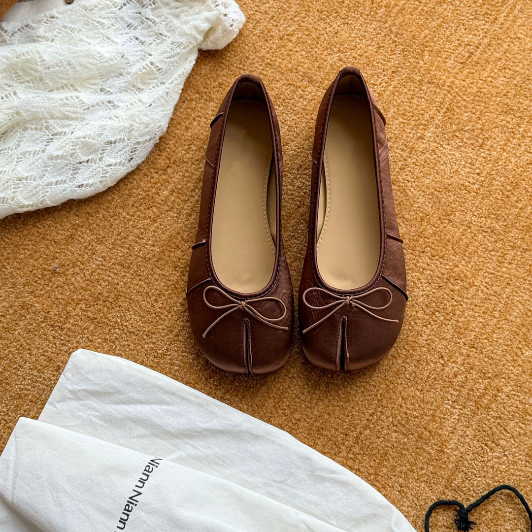 Damen Ballerinas mit modischem Schleifen-Detail und hochwertiger Oberflächenstruktur EB