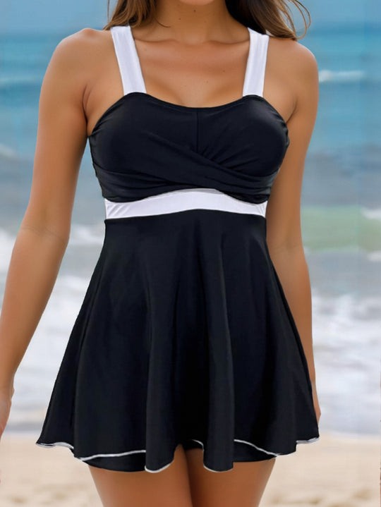 Damen Sportlicher Wickel-Badeanzug mit floralem Muster EB