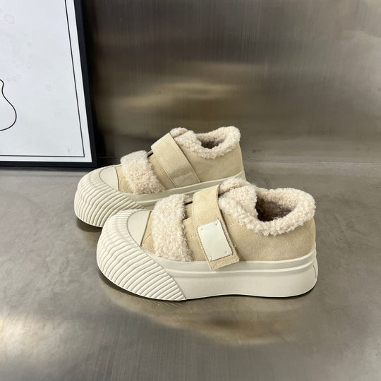 Damen Chunky Sneakers mit warmem Futter und praktischem Klettverschluss EB